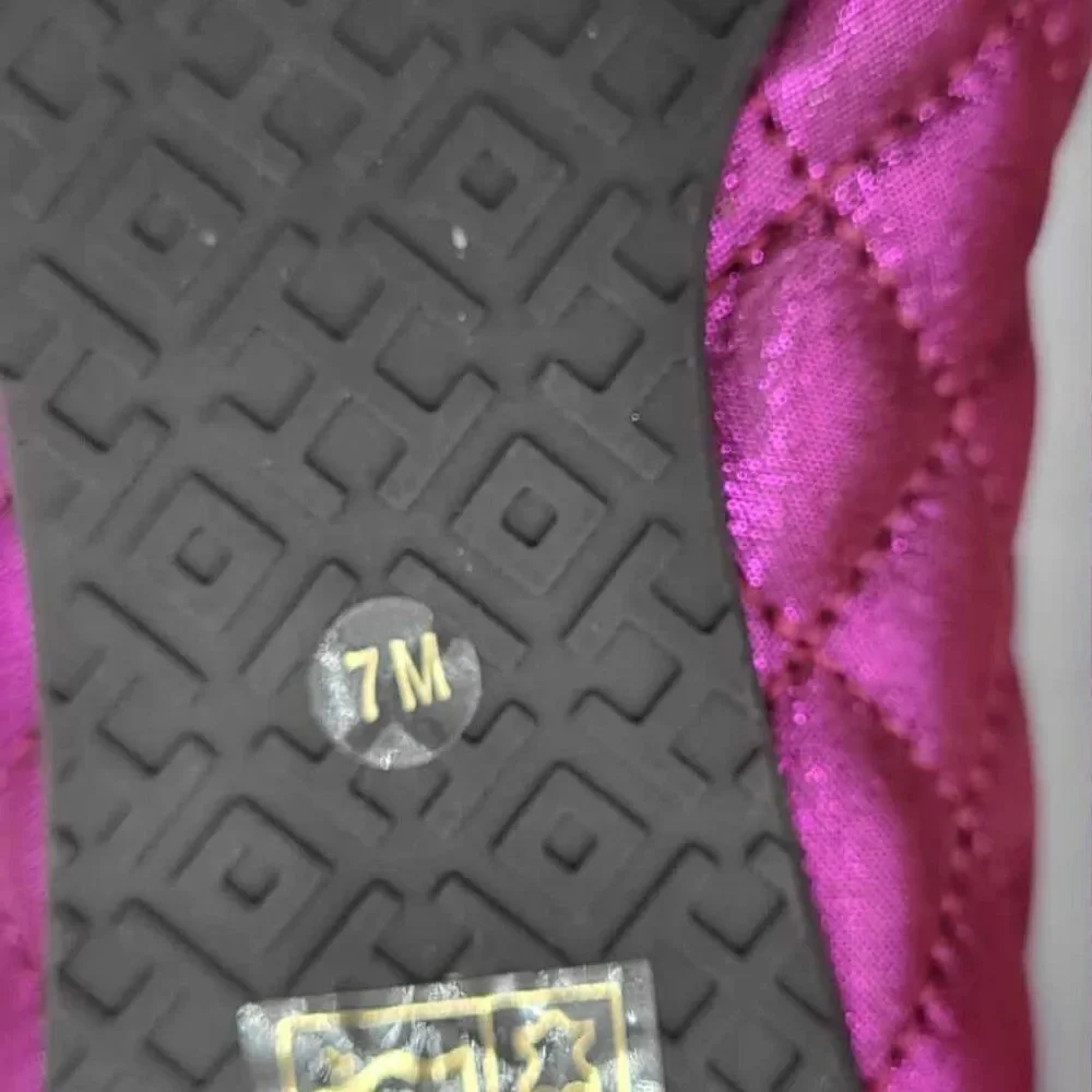 Tory Burch Metallic Fuschia Reva Flats size 7M NEW! NWT!